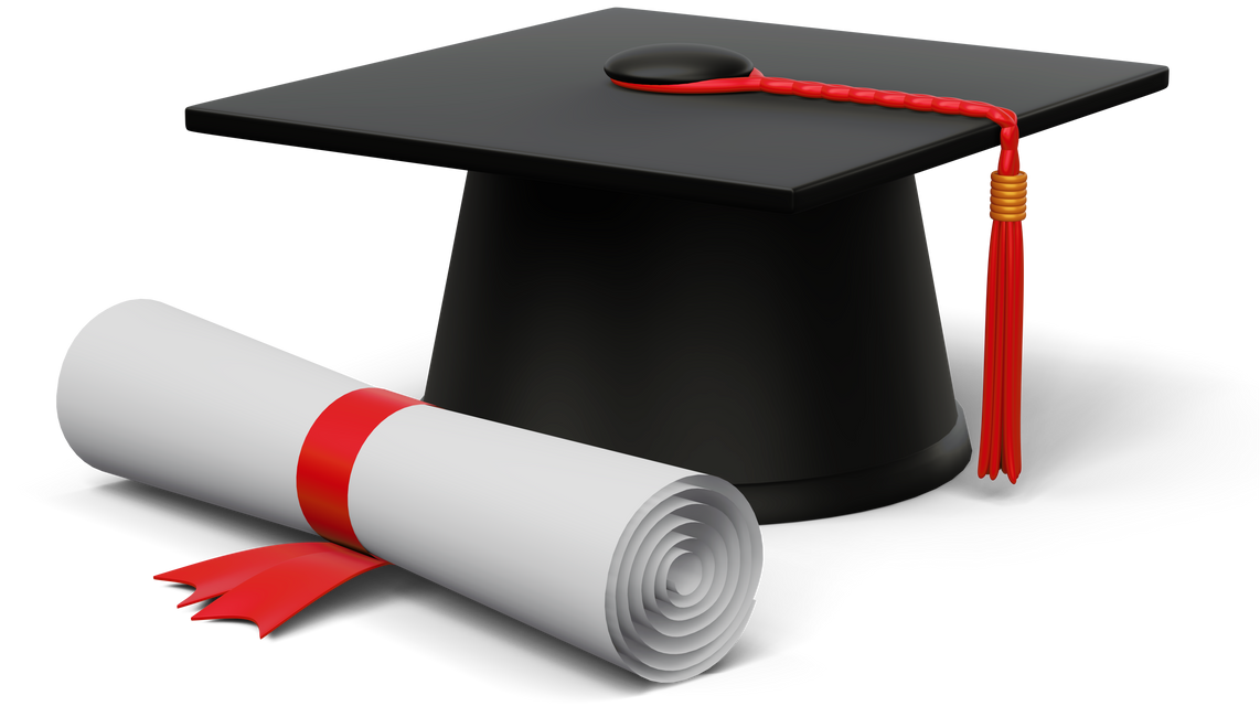 Graduation cap with Diploma, 3d rendering